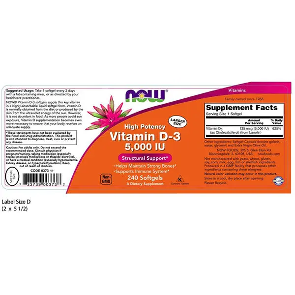 Now Vitamin D3 Softgels Facts