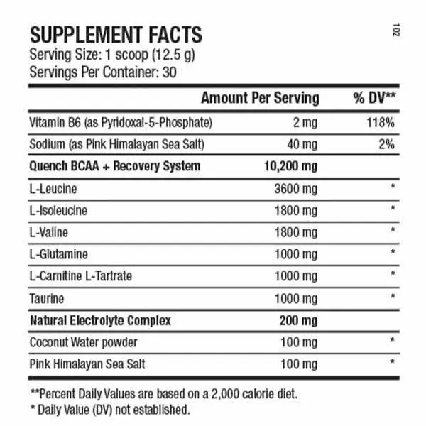 ANS Performance Glutamine Supplement Facts