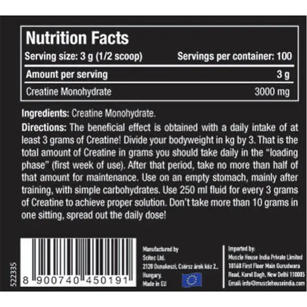 One Science Nutrition 100% Micronized Creatine Nutrition Facts