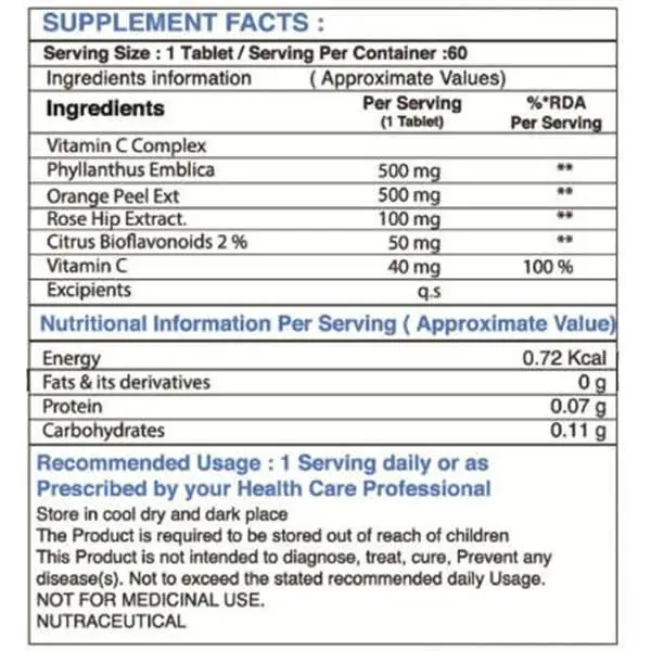 Phaerm Grade Vitamin C Supplement Facts