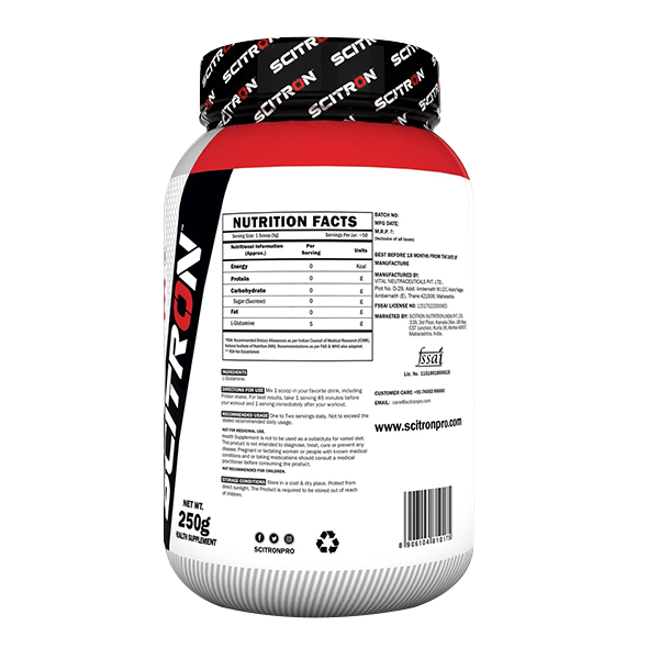 nutrition facts of scitron glutamine