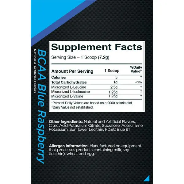 IN2 BCAA Raspberry Flavour Supplements Facts