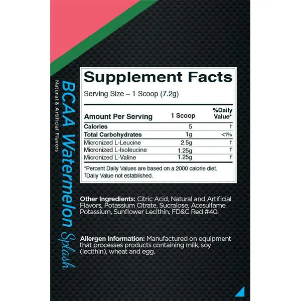 IN2 BCAA Watermelon Flavour Supplements Facts
