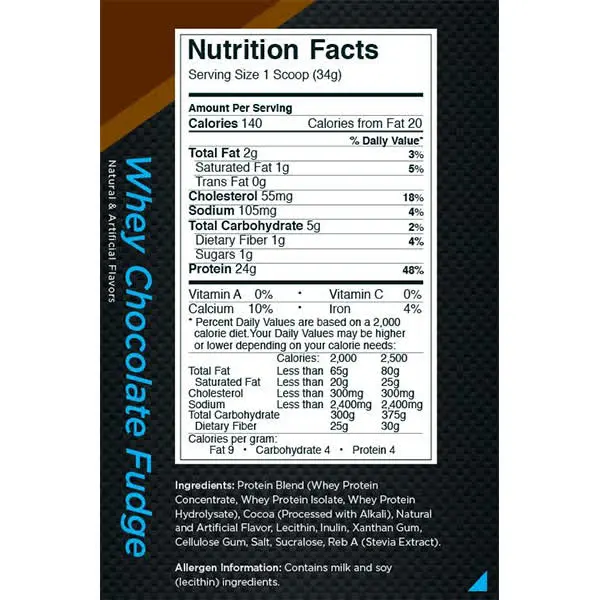 R1 Whey Blend Protein Choclate Fudge Nutrition Facts