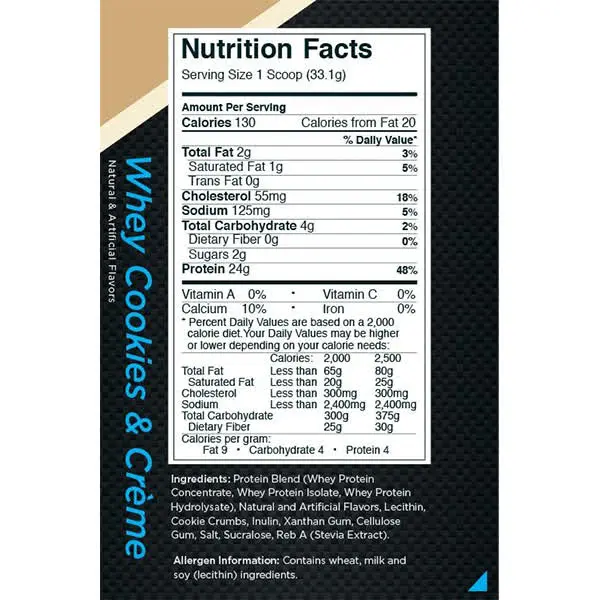 R1 Whey Blend Protein Cookies & Creme Nutrition Facts