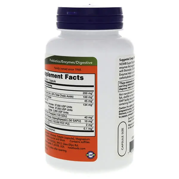Now Super Enzymes Capsules Supplement Facts