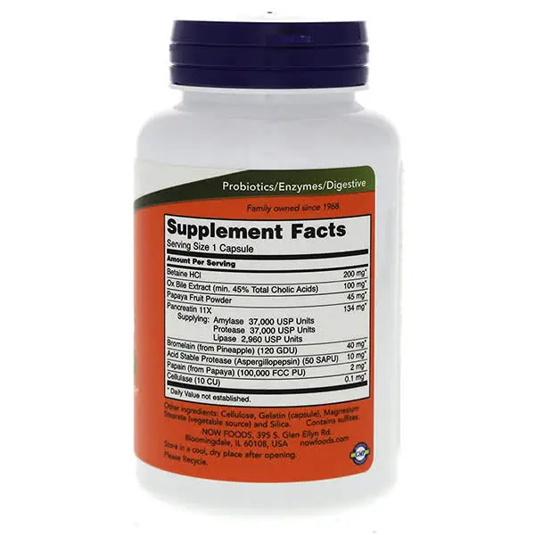 Now Super Enzymes Capsules Supplement Facts